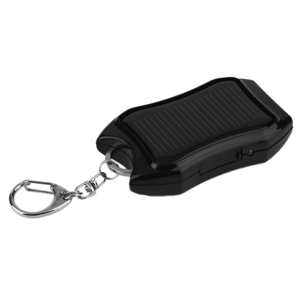 Mini powerbank op zonne-energie met ingebouwde zaklamp en sleutelhanger, geschikt voor mobiele telefoons